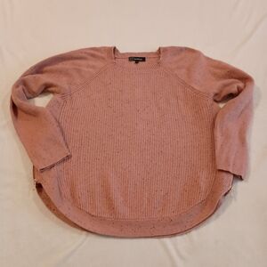 Whisle Wool Blend Pink Speckled Sweater Zipper Sides Women's Size Large